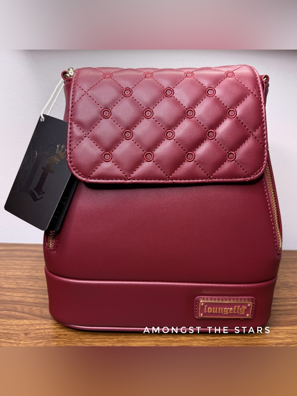 Loungefly Burgundy Red Pin Trader Convertible Mini Backpack
